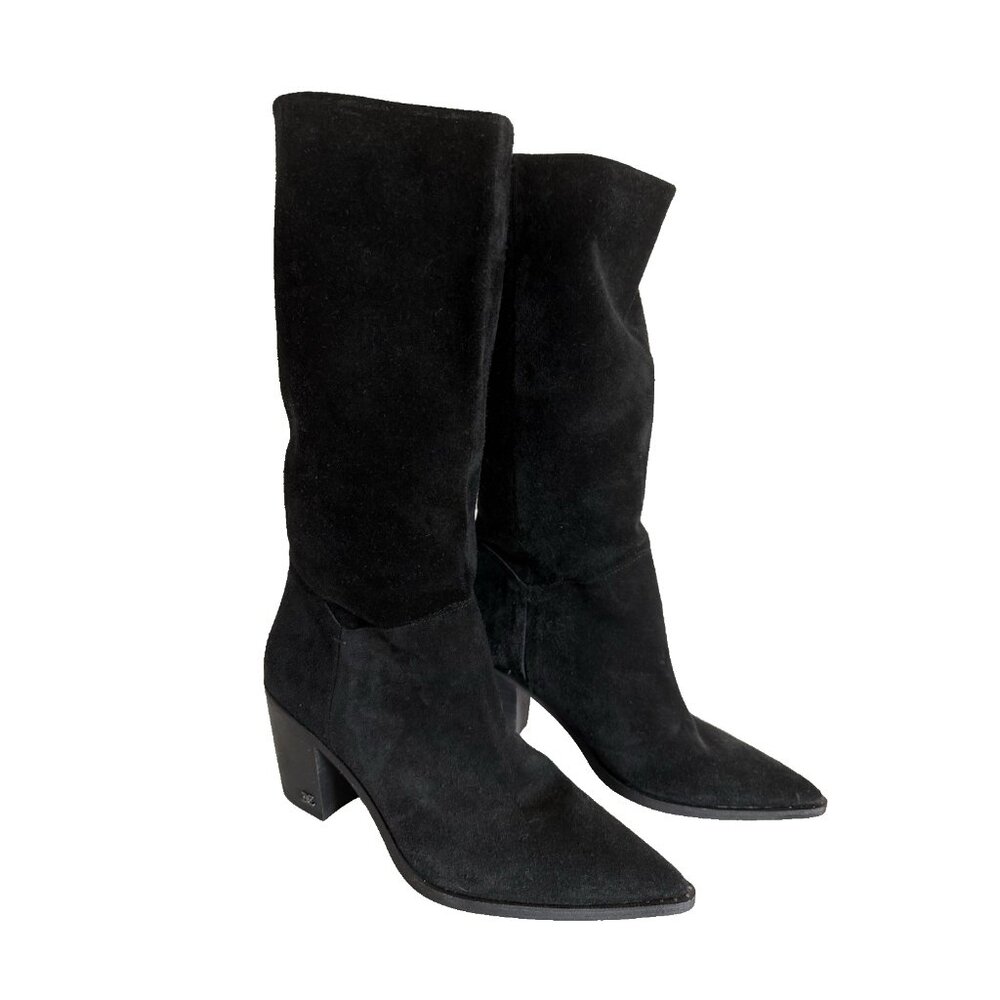 Sam Edelman Leahla Black Suede Knee High Boots Pointed Toe Size 9.5